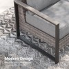 Sonkuki Outdoor Wicker Patio 3-Seat Sofa, PE Rattan Conversation Set With All-Weather Cushions - 4 of 4