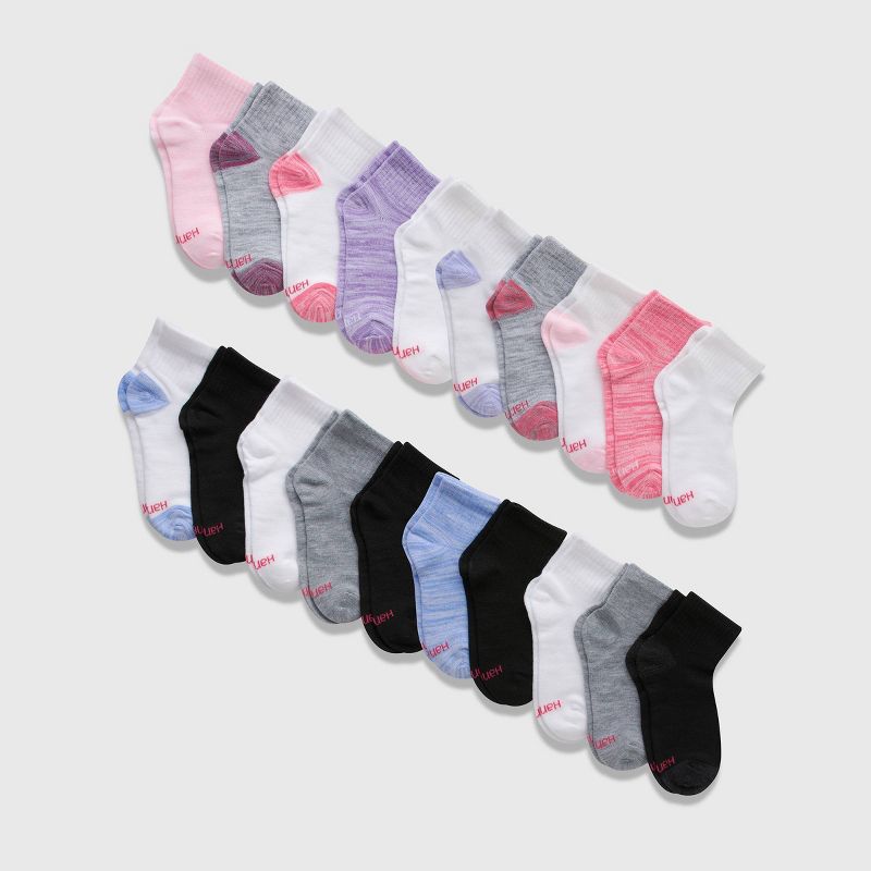 Hanes Girls' 20pk Ankle Socks - Colors May Vary, 1 of 10