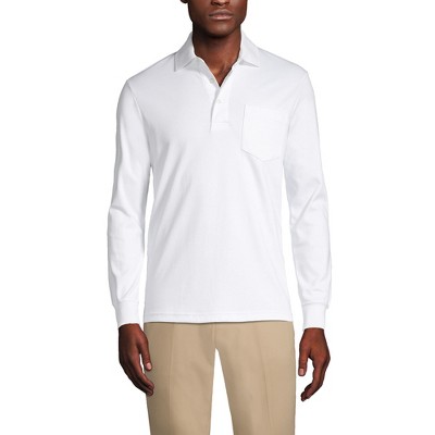 Lands' End Men's Long Sleeve Cotton Supima Polo Shirt with Pocket