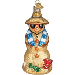 Old World Christmas Blown Glass Ornament for Christmas Tree, Sand Snowman (with OWC Gift Box) - 1 of 4