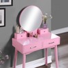 Roundhill Furniture Liannon Contemporary Wood Vanity and Stool Set, Pink - 3 of 4