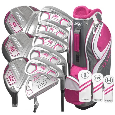 Costway 9 PCS Women's Complete Golf Club Set Right Handed with 460cc Alloy  Driver Irons Pink/Red