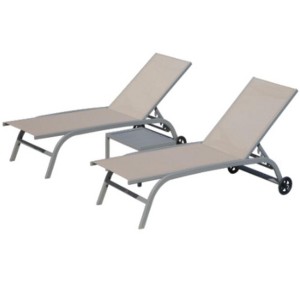 PAGED Outdoor Lounge Chairs Set with Wheels,Outdoor Chaise Lounge with 5 Adjustable Position for Patio,Beach,Yard - 1 of 4
