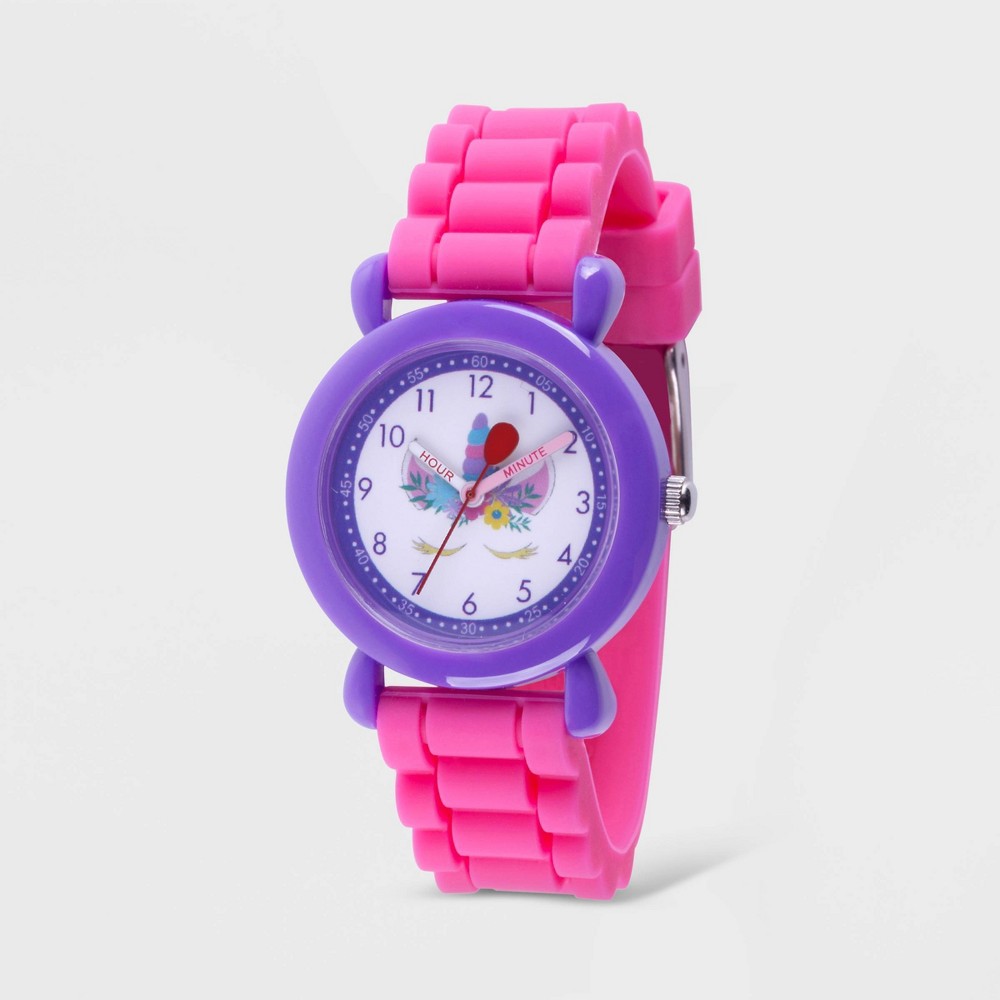 Photos - Wrist Watch Girls' Red Balloon Unicorn Plastic Time Teacher Watch - Pink nickel