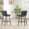 Lyngins Bar Stools Set of 2 with Curved Backrest,Upholstered Kitchen Chairs with Metal Legs,PU Counter Stools for Kitchen Island,Pub - 2 of 4
