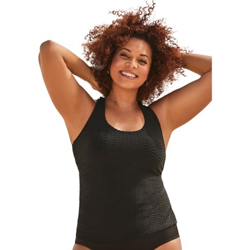Swimsuits For All Women’s Plus Size Textured Crossback Tankini Top, 14 ...