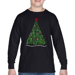 LA Pop Art We Wish You A Merry Christmas - Boy's Word Art Long Sleeve T-Shirt - 1 of 4