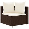 vidaXL Patio Sofa Set with Cushions Lounge Setting Outdoor 9 Piece Poly Rattan - Brown and Cream - 3 of 4