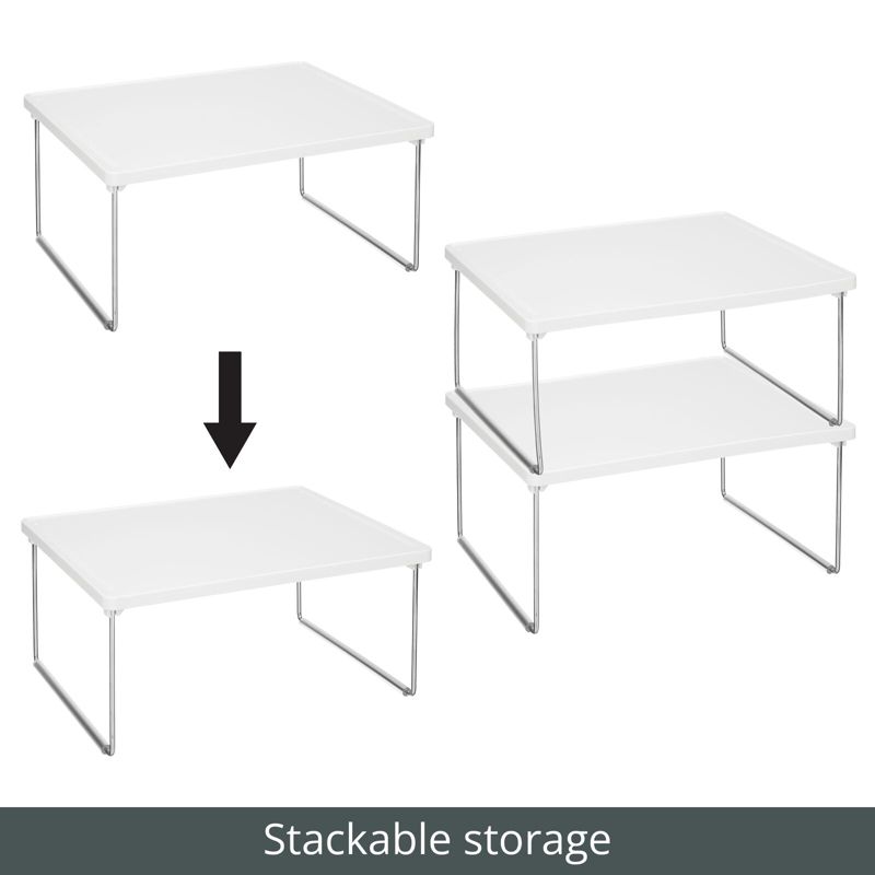 mDesign Metal Kitchen Cabinet Shelf Stacking Storage Organizer, 5 of 10