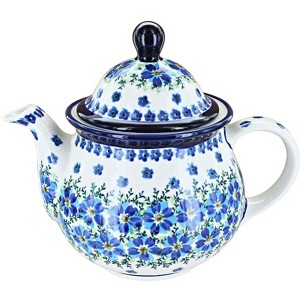 Blue Rose Polish Pottery 943 Zaklady Large Teapot - 1 of 1