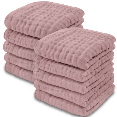 Baby Washcloths Muslin Cotton, Large 10”x10” by Comfy Cubs