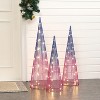 LuxenHome Set of 3 Multi-Color Lighted Trees Indoor and Outdoor Holiday Decoration Multicolored - 3 of 4