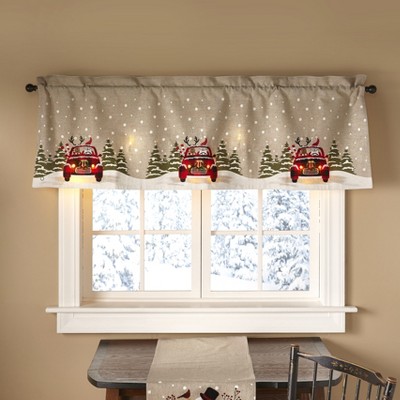 Lakeside LED Holiday Plaid Car Window Valance with Rod Pocket for Hanging