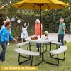 Costway Outdoor 8-person Round Picnic Table Bench Set with 4 Benches & Umbrella Hole Black/Grey/Green/White - 2 of 4