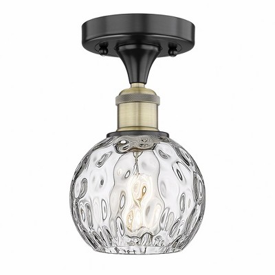 Athens Water Glass - 1 Light Semi-Flush Mount In Industrial Style-8.75 Inches Tall and 6 Inches Wide