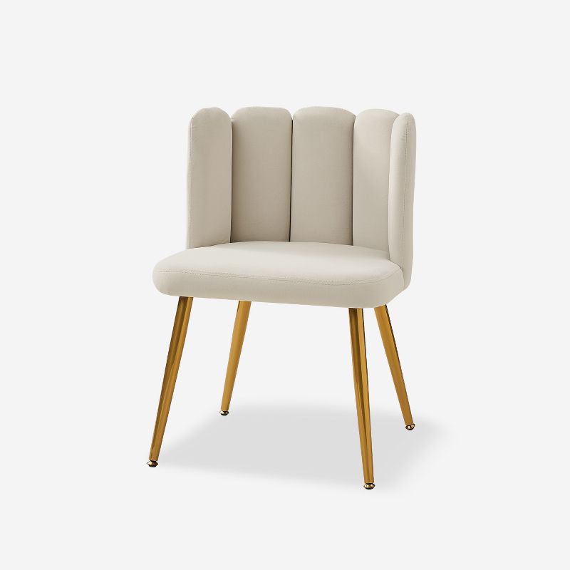 Barbara Contemparary Velvet Vanity Stool for Makeup Room, Moden Accent Side Chairs for Living Room with Shell Back and Golden Metal Legs | ARTFUL LIVING DESIGN, 2 of 14