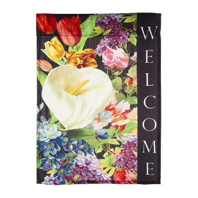 Welcome Vintage Botanical Garden Textured Suede Flag