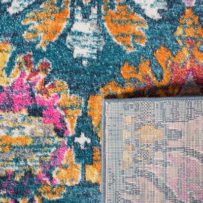Madison 5' x 7' Blue and Orange Synthetic Flat Woven Rug