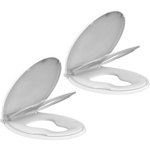 Elongated Toilet Seat with Toddler Seat Built In, Slow Close  Lid, Potty Training Seat for Kids and Adults, Safe PP Material - 1 of 4