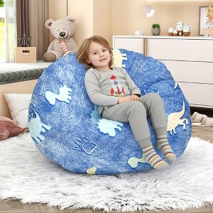 Bean Bag Chair Bed for Kids, Convertible Bean Bag from Lazy Chair to Floor Mattress Bed With Sponge Filling, Cozy Floor Sofa Couch for Boys & Girls - 1 of 4