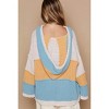 Women's V-neck Hooded Color Block Pullover Sweater - POL - 3 of 4