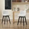 Ridstar Set of 2 Modern 360° Swivel Counter Height Stools with Stain-Resistant Line & Button Tufted Back For Kitchen Island, Cafe & Home Bar-White - 2 of 4