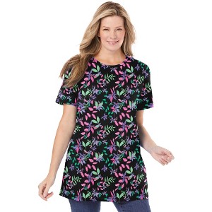 Woman Within Women's Plus Size Perfect Printed Crewneck Tunic - 1 of 4