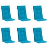 vidaXL Garden Highback Chair Cushions 6 pcs Blue 47.2"x19.7"x1.2" Polyester, Indoor & Outdoor Use, Foam Fiber Filling - 3 of 4