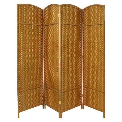 7 ft. Tall Diamond Weave Room Divider - Light Beige (4 Panels)