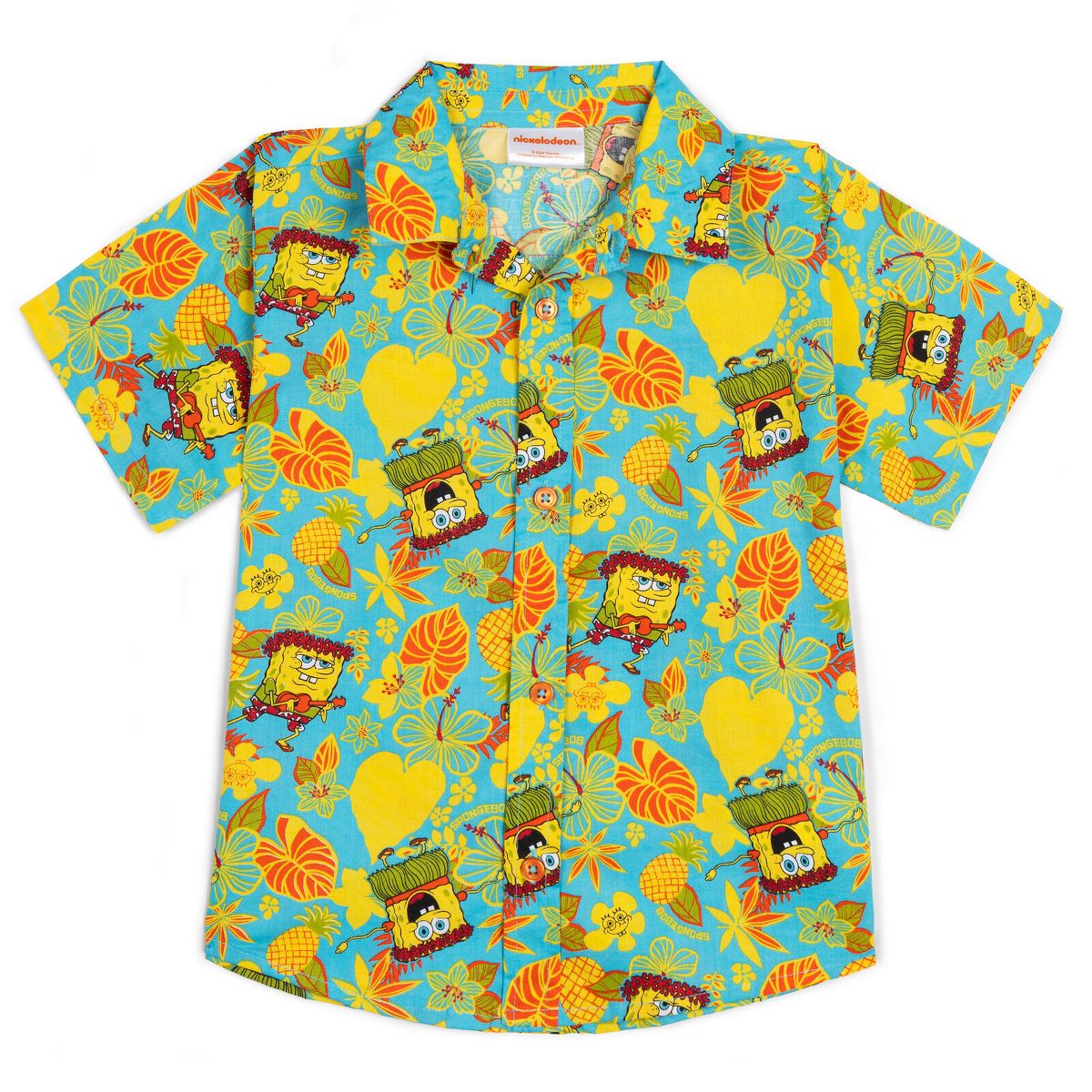 Nickelodeon SpongeBob SquarePants Hawaiian Matching Family Hawaiian Button Down Shirt Little Kid to Big Kid