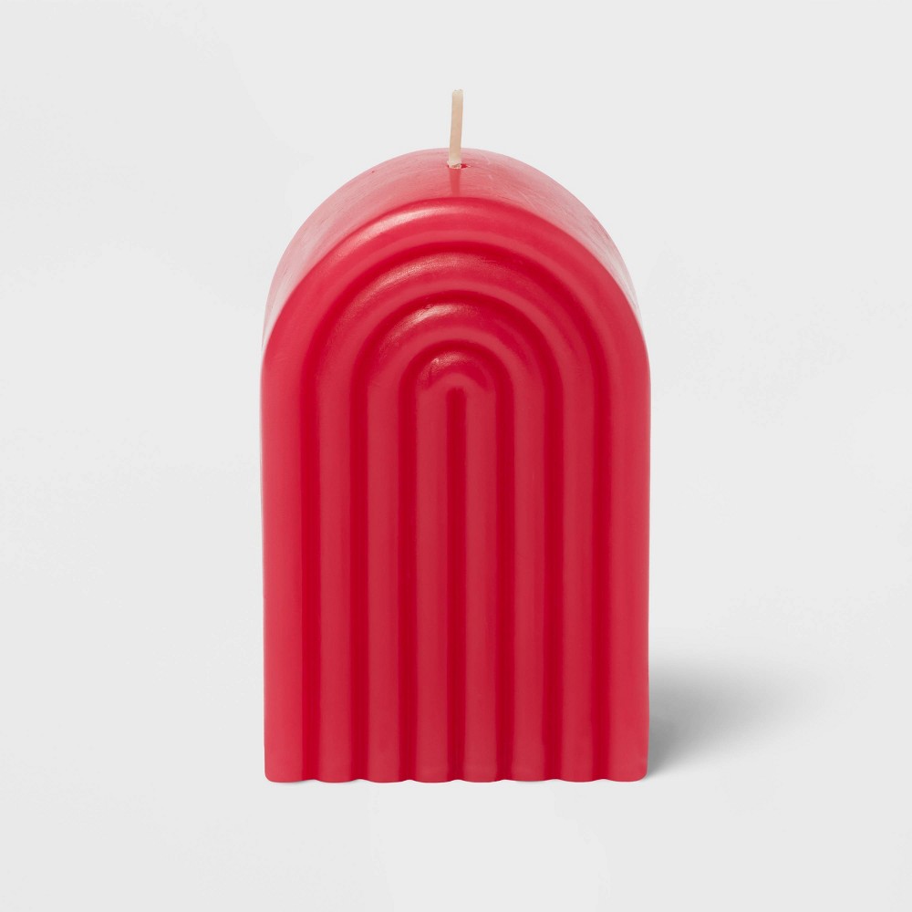 Photos - Figurine / Candlestick Rainbow Shaped Dark Pink Pillar Candle - Opalhouse™