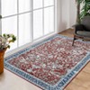 Wasshable Vintage Distressed Floral Print Living Room Bedroom Area Rug, Chenille Non Slip Floor Carpet for Dining Room Home Office - 3 of 4