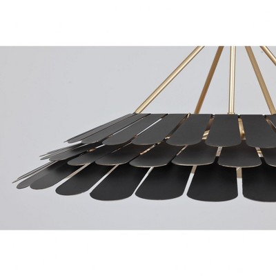 Midnight Black and Gold 6-Light Metal Dome Pendant
