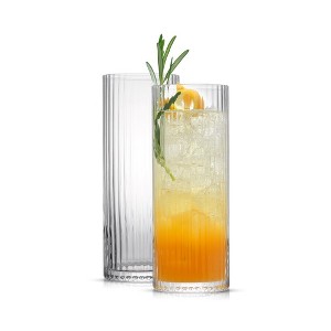 JoyJolt Elle Fluted Highball Juice Tumblers Glass - 16 oz Water Glasses- Set of 2 - 1 of 4
