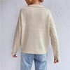 Women's Casual Fall Sweaters Lightweight Lapel Sweaters Cable Knit Long Sleeve V Neck Pullover Tops Fashion Outfits - 4 of 4