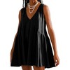Coolmee Women Summer Mini Dress V Neck Sleeveless Loose Summer Pleated Swing Flowy Short Sundress S black - 2 of 4