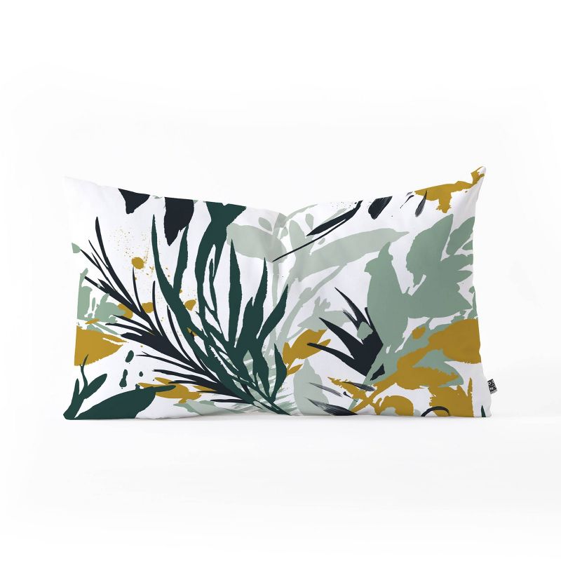 Marta Barragan Camarasa Botanical Brushstrokes Oblong Lumbar Throw Pillow Green - Deny Designs, 1 of 5