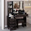 Black41" Large Size Left Nightstand Dresser + Upholstered Stool Dressing Table Set, Extra Large Touch LED Mirror, Three Color Switch - 4 of 4