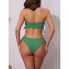 INSPIRE CHIC Women's Bandeau Drawstring Side Tie Ribbed Bikini Sets, Strapless Top Triangle Bottom Swimwear Bathing Suits 1 Set - 3 of 4