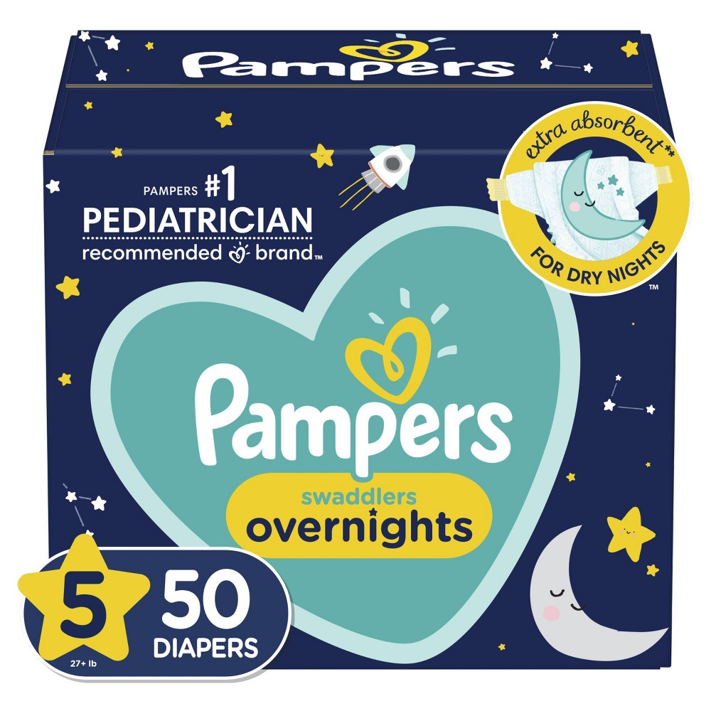 Pampers Swaddlers Overnight Diapers - Size 5 (50ct)