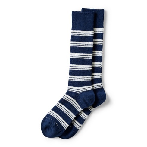 Lands' End Men's Pattern Boot Socks - One Size Fits Most - Navy