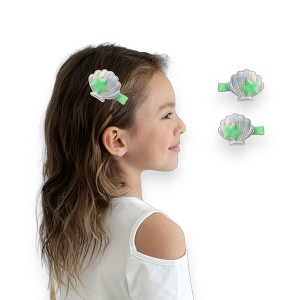 Summer Crystal - Sea Shell Hair Clips with Embedded Pearl - 1 Pair - 1 of 4