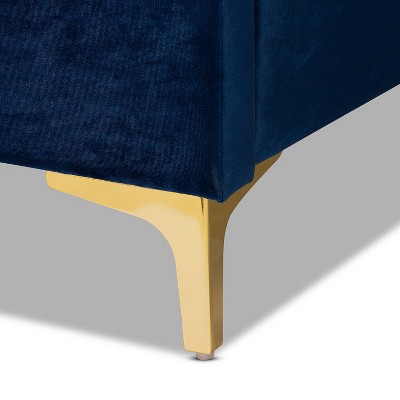 Valery Queen Blue Velvet Tufted Upholstered Platform Bed