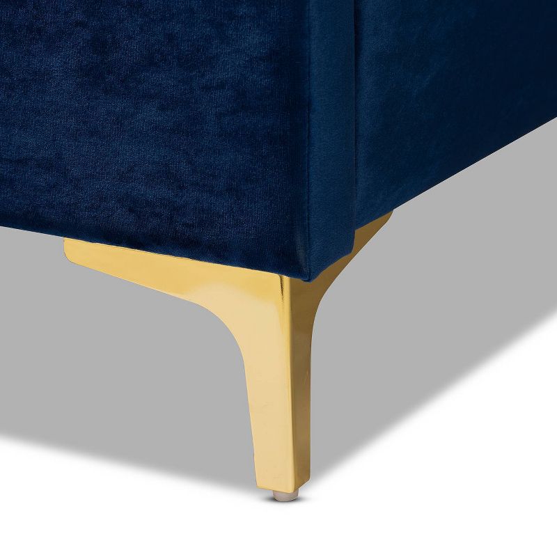 Valery Velvet Platform Bed with Gold - Finished Legs - Baxton Studio, 6 of 10