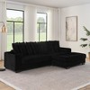 TiramisuBest L-Shaped Corduroy Tufted Sleeper Sectional Sofa, Modular Convertible Sofa with Adjustable Footrests, Black - 2 of 4