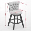 Set of 2 Bar Stools - 26" Counter Height, 360° Swivel Velvet Stools with Back & Wood Legs - 4 of 4