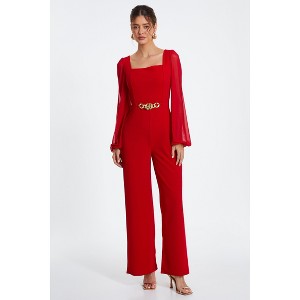 QUIZ Women's Scuba Crepe Chiffon Sleeve Jumpsuit - 1 of 4