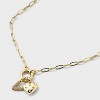 14K Gold Dipped Cubic Zirconia Puffy Heart Charm V Initial Necklace - A New Day™ Gold - 4 of 4