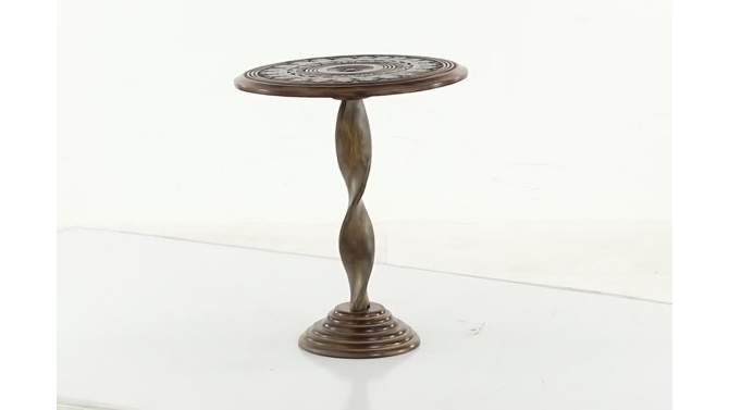 Traditional Mango Wood Carved Pedestal Accent Table - Olivia & May, 2 of 6, play video