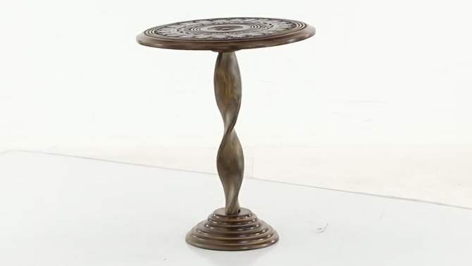 Traditional Mango Wood Carved Pedestal Accent Table - Olivia & May, 2 of 6, play video